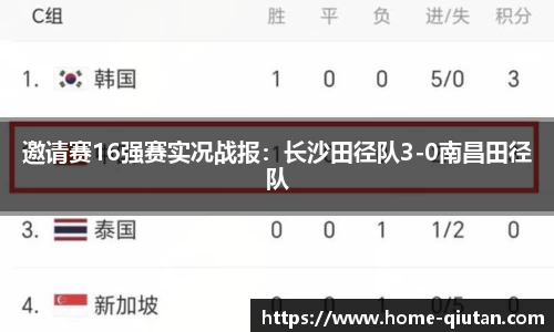 邀请赛16强赛实况战报：长沙田径队3-0南昌田径队